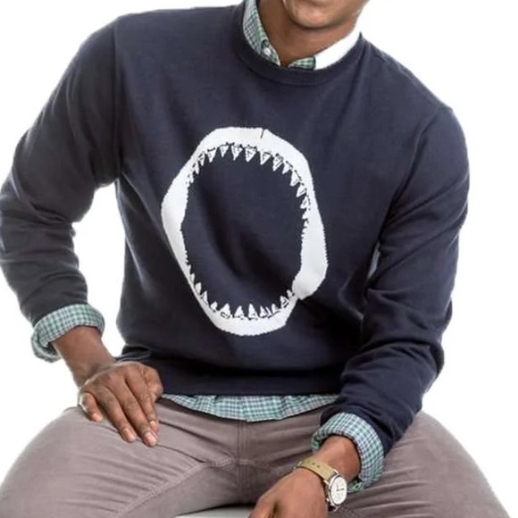 Southern Tide Men's Navy Shark Bite Crewneck Sweater